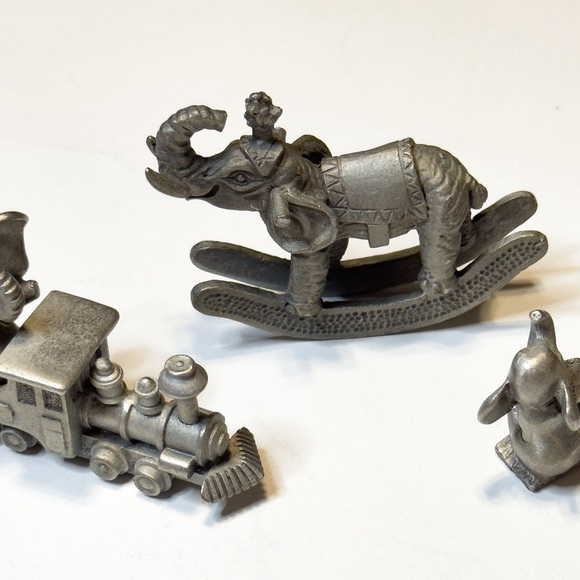 ADORABLE!!Vintage Spoontiques Pewter Elephants On Train, Teeter, and Rocking - 3 - Picture 3 of 9
